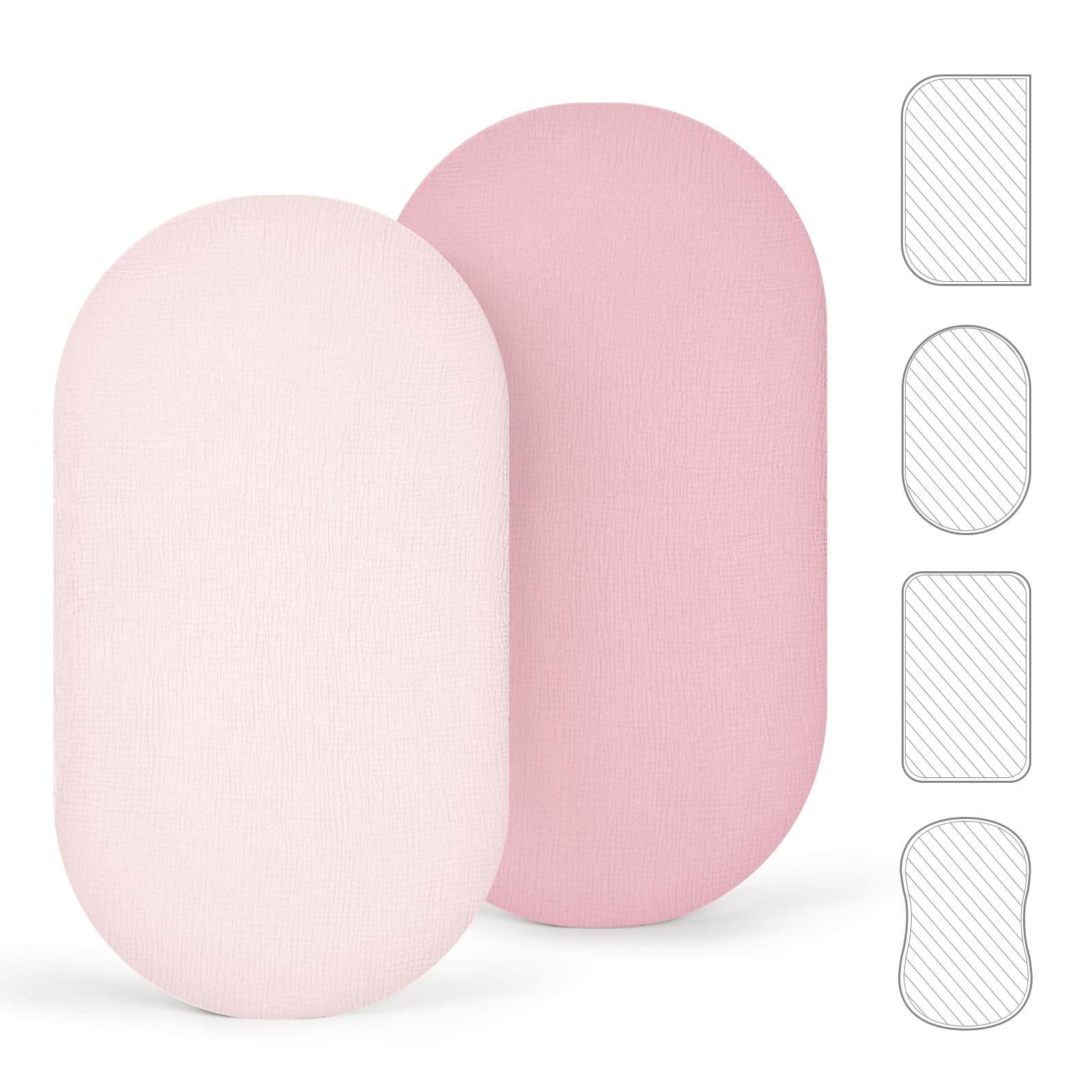 lulumoon 2er Pack Musselin Baby Bettlaken für Stubenwagen & Beistellbett