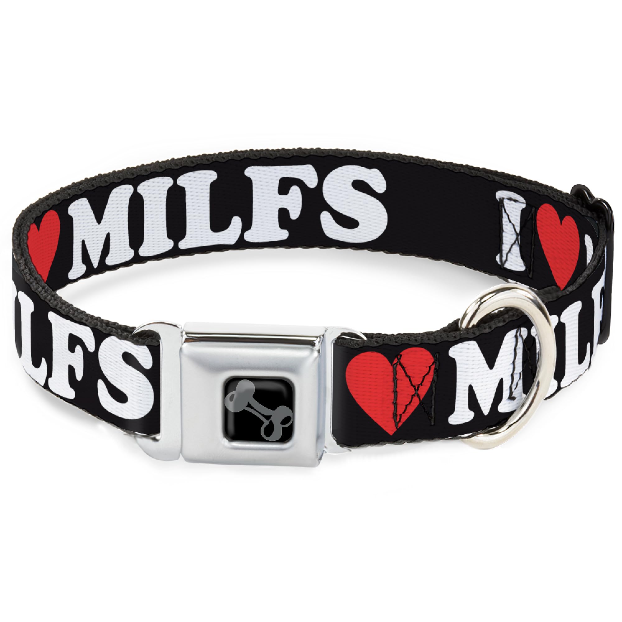Collier pour chien Buckle-Down avec boucle en métal imprimé I Heart Milfs 3,8x33-43 cm
