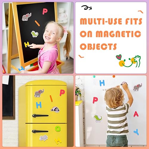 Miniatura 4 de Aomola 78 letras magnéticas y formas de animales para niños pequeños, imanes de refrigerador, decoración de juguetes educativos tempranos, regalo