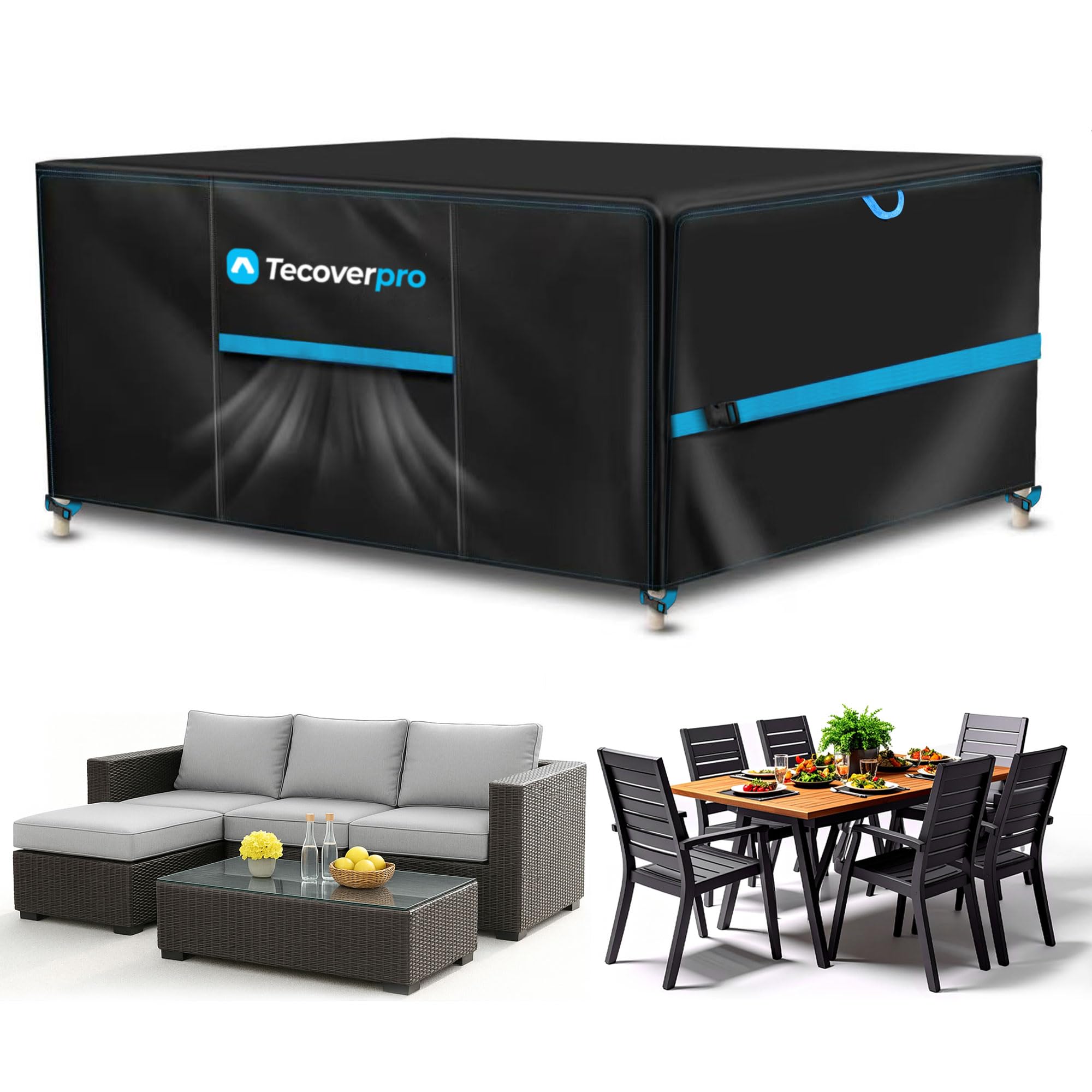 Funda Mesa Exterior Impermeable con Tela Oxford 420D 180 * 120 * 74CM con Salidas de Aire y Cinta reparadora para roturas | Funda Muebles Exterior Impermeable | Fundas Muebles Jardin