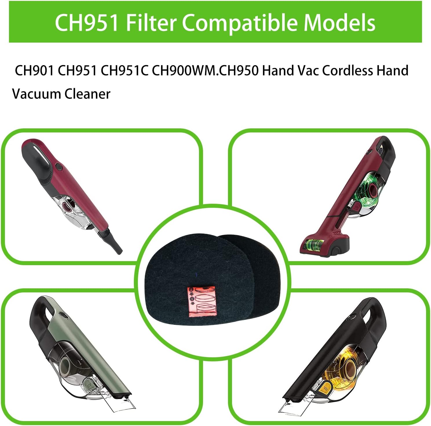CH951 CH950 Filters Replacement Compatible with Shark CH951C CH901 CH900WM UltraCyclone Pro Cordless Handheld Vacuum，Compare to Part #XFTRCH900(10 Pack) image 2