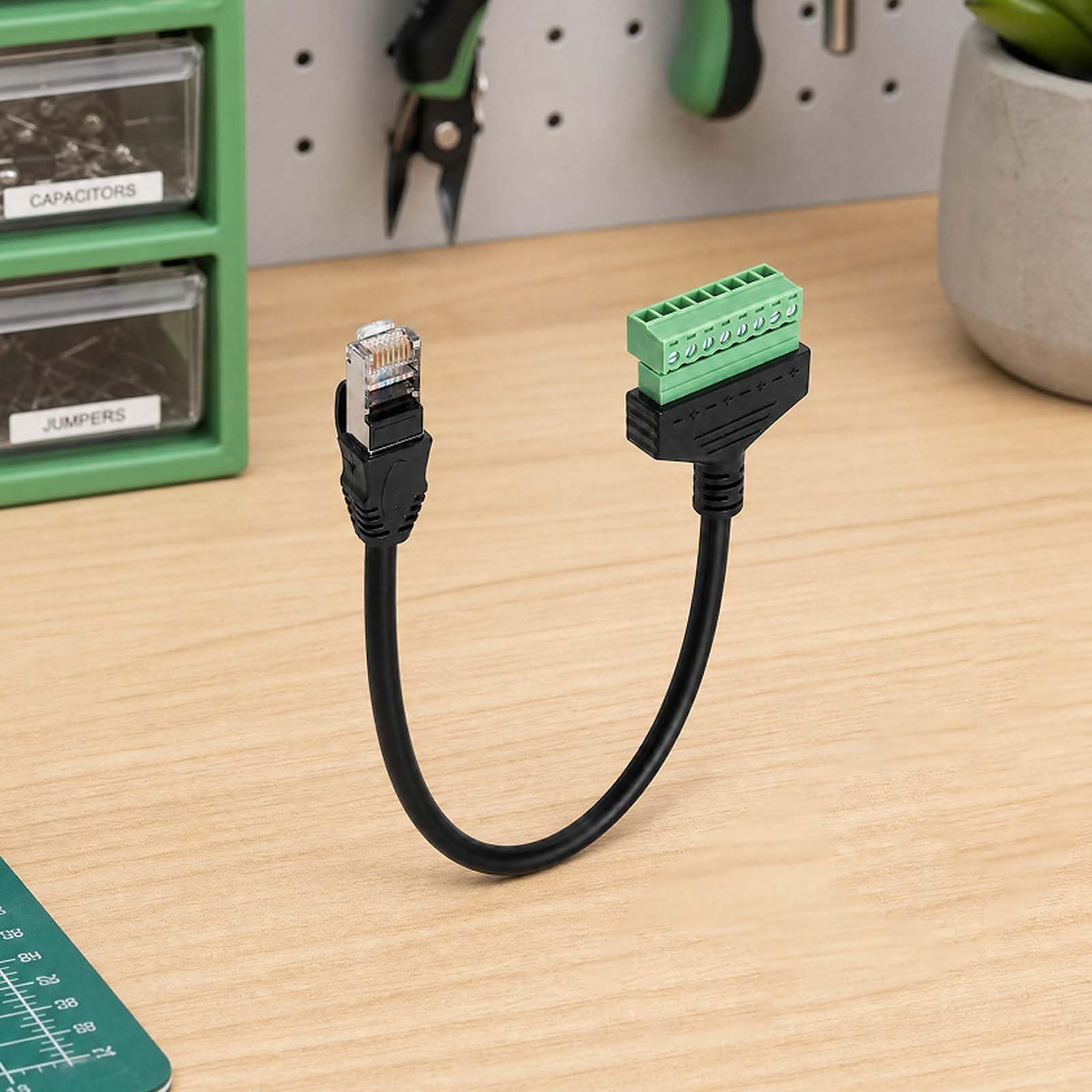 2 sztuki złącza RJ45 na 8-pinowy blok zacisków śrubowych - adapter do łączenia kabli LAN, złącze LAN, złącze Ethernet 8-pinowe, RJ45 8 pin 30 cm z wkrętakiem do przedłużacza Ethernet Cat5 Cat6 Cat7