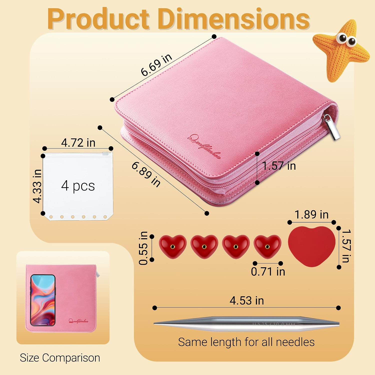 Interchangeable Circular Knitting Needles Set with 378 PCS Accessories (Everything You Need Included), 12 Pairs Aluminum Needles Including Large Sizes (US 4-17, 3.5mm-12mm) & PU Binder Organizer Bag