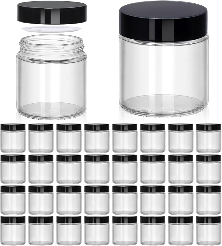 UPBUD Frascos de Vidro Transparente com Tampa, 120 mL, Pacote com 32