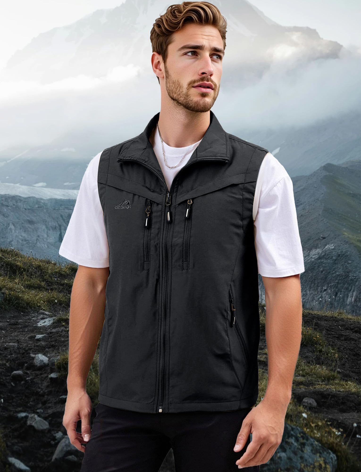 AIEOE Gilet cargo fonctionnel pour homme - Multipoches - Gilet de randonnée pour la chasse, le camping - EU S-3XL