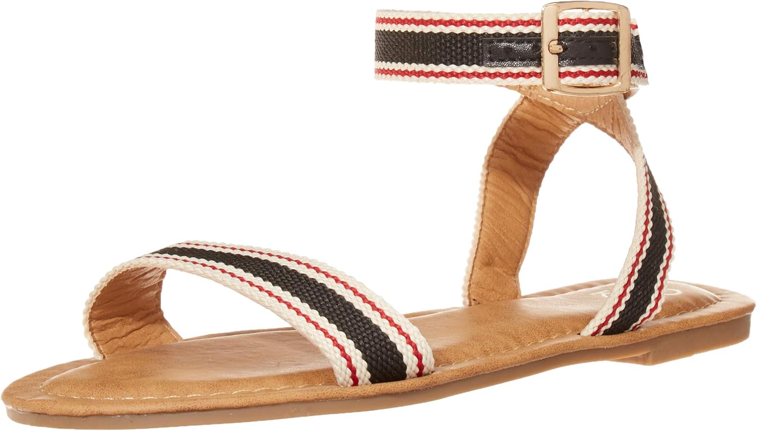 YOKI-RONA Open Toe Flat Sandal With Synthetic Multi Color Upper Straps, Navy, 8 M US