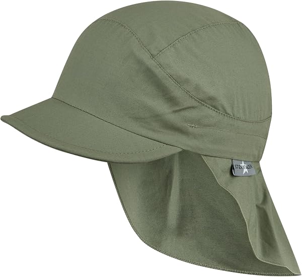 Sterntaler Schirmmütze Nacken Basic - Unisex Baby- und Kinder Mütze mit Nackenschutz Ohrenklappen und Bindeband - UV-Schutz 50+ Hut aus Popeline (Bio) - Sommer Kopfbedeckung - eisgrün - Eisgrün - 1