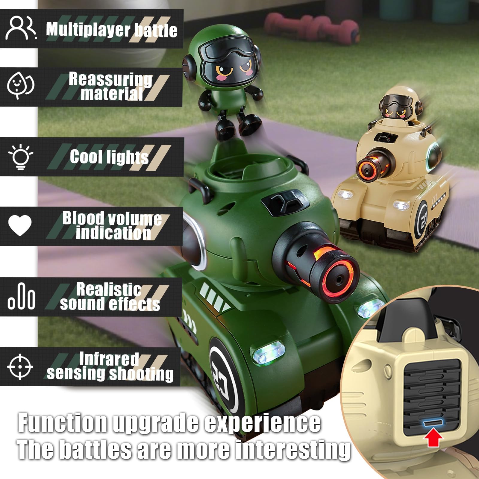 2 Piezas Control Remoto Combate Auto,2,4 GHz RC Batalla Vehículo -Citerna,360° Rotación Control Remoto Deriva Juguete,Catapulta Muñeca Tanks für 6+ Jahre Niños/Niñas (versión básica)