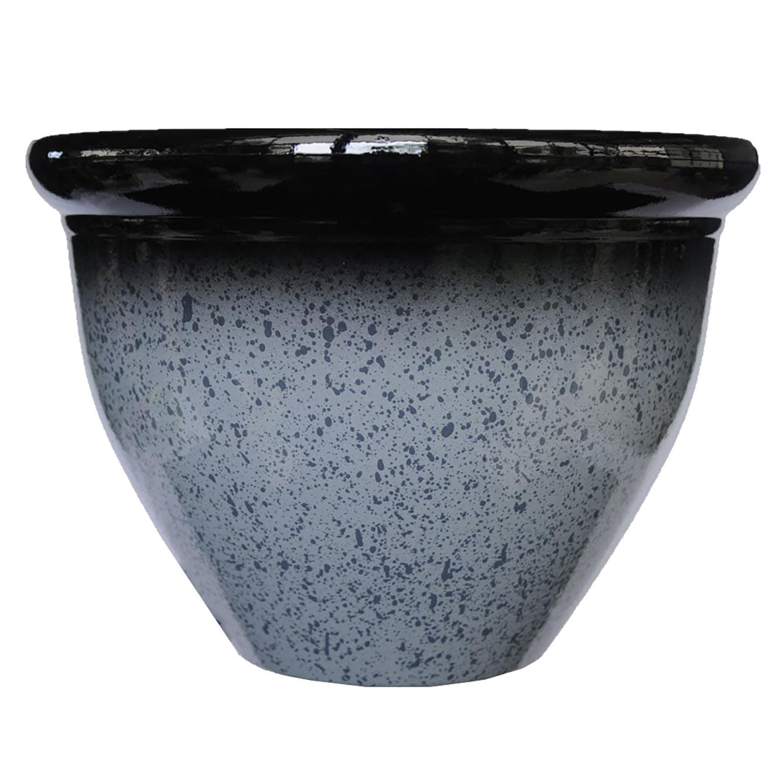simpa Speckle Glaze Effect Plastic Planter Pots - GREY, Single Pot - 17cm (H) x 23cm Diameter