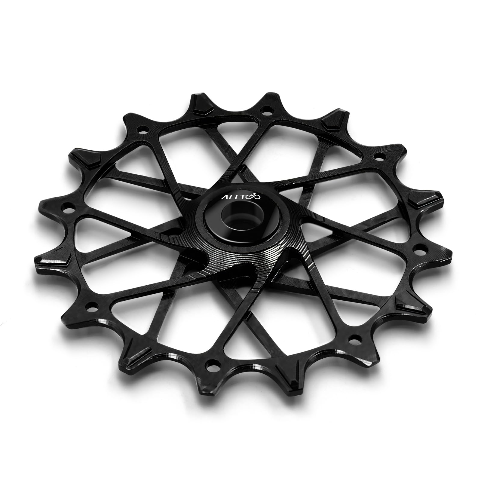 Bicycle Part Oil Resistant Rear Derailleur 16T/14T12T for Sram for Shimano Jockey Wheel Guide Ultralight Aluminium Frame Ceramic Bearing (16T-Black)