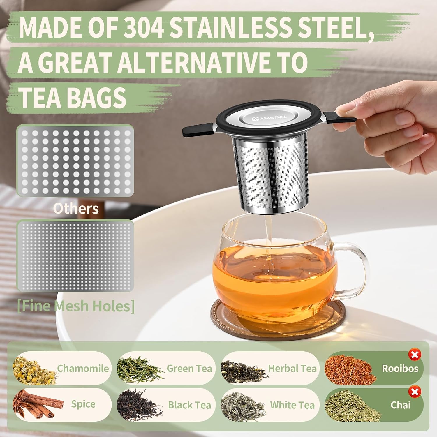 Large Tea Infuser Strainers, Stainless Steel, 1PC