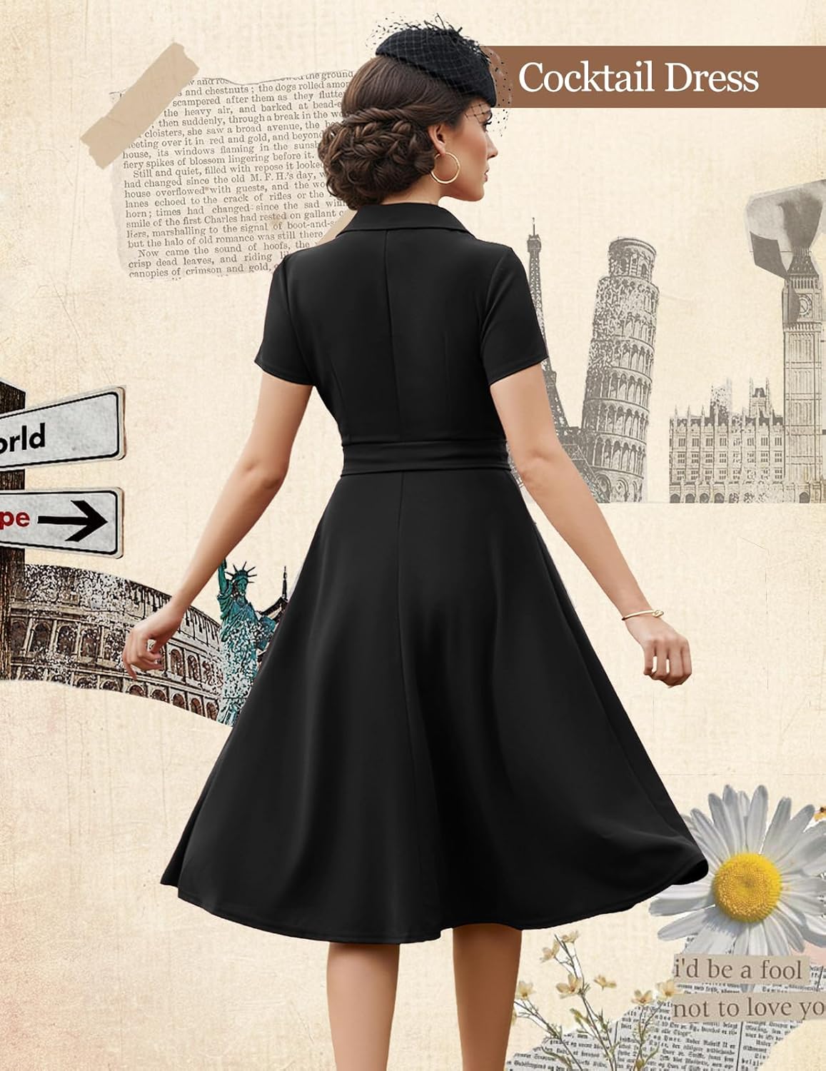 Meetjen Women's Vintage Tea Party Dresses, Short Sleeve Swing 2026 Formal Cocktail Wedding Guest Work Church Dress - Image 7