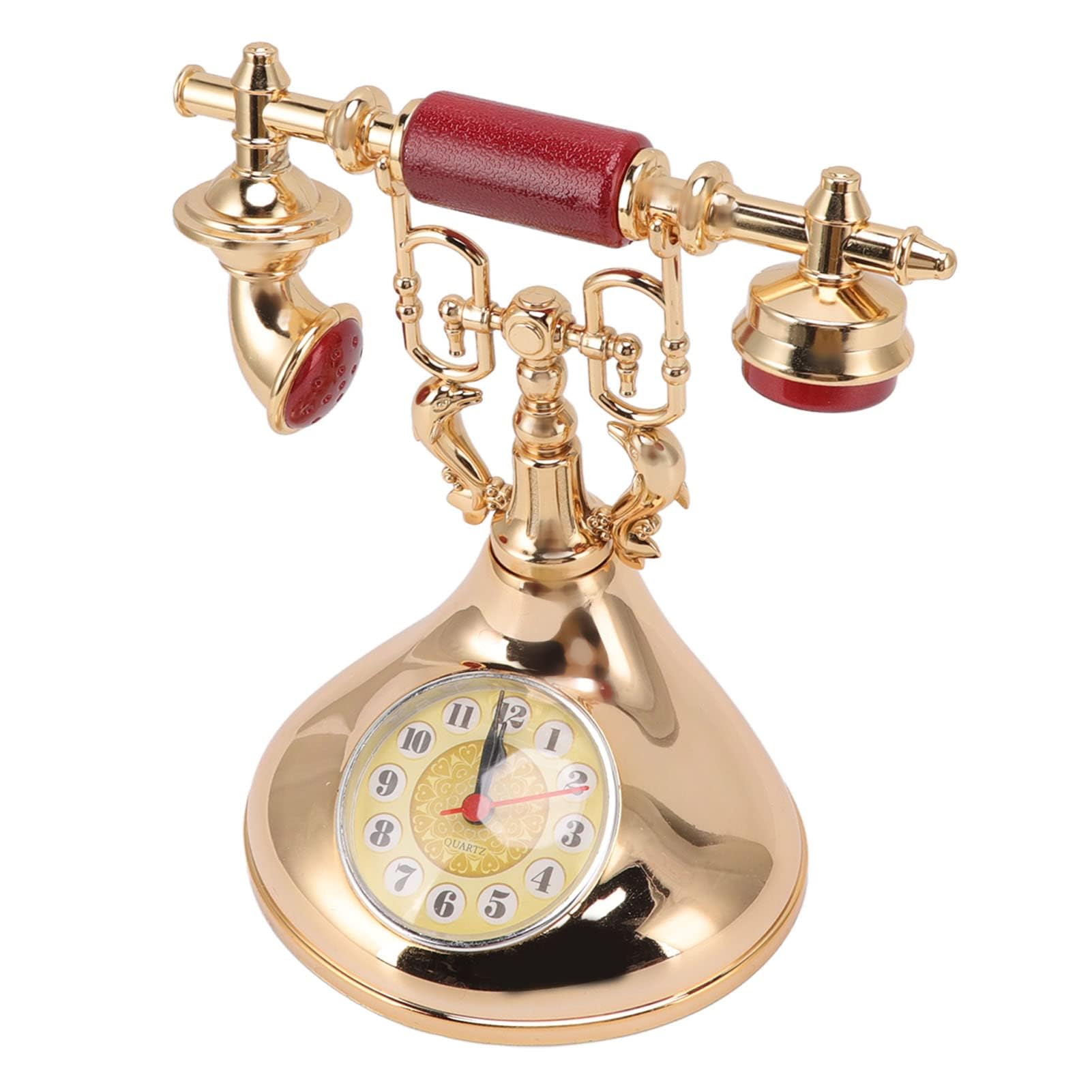 HERCHR Reloj De Teléfono Vintage, Reloj Despertador De Teléfono Retro Elegante único Modelo De Reloj De Mesa De Teléfono Antiguo para Oficina De Café En Casa(YF020-2)