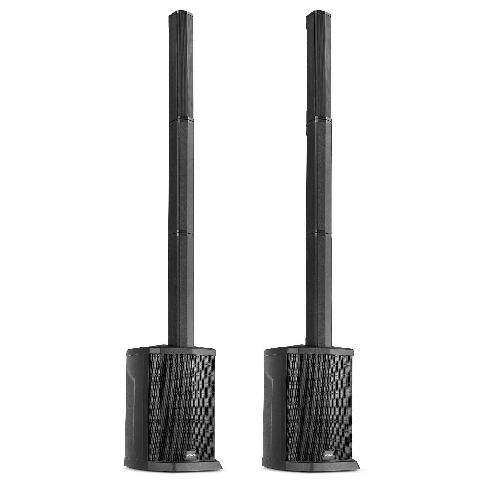 Vonyx VX808B - Akku Lautsprecher, PA Anlage Aktiv - 2er Set, 10h Akku, 640 Watt Line Array Säulenlautsprecher, 8 Zoll Subwoofer Aktiv, Stereo Pairing, Bluetooth 5.0, DJ Anlage Komplett Set, PA Speaker