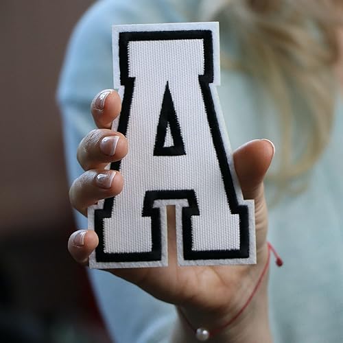 Miniatura 371 de Parches de letras termo-adhesivas de alta calidad – Lindas letras para ropa – Parche universitario para ropa – Letras bordadas de 4 1/2 parches