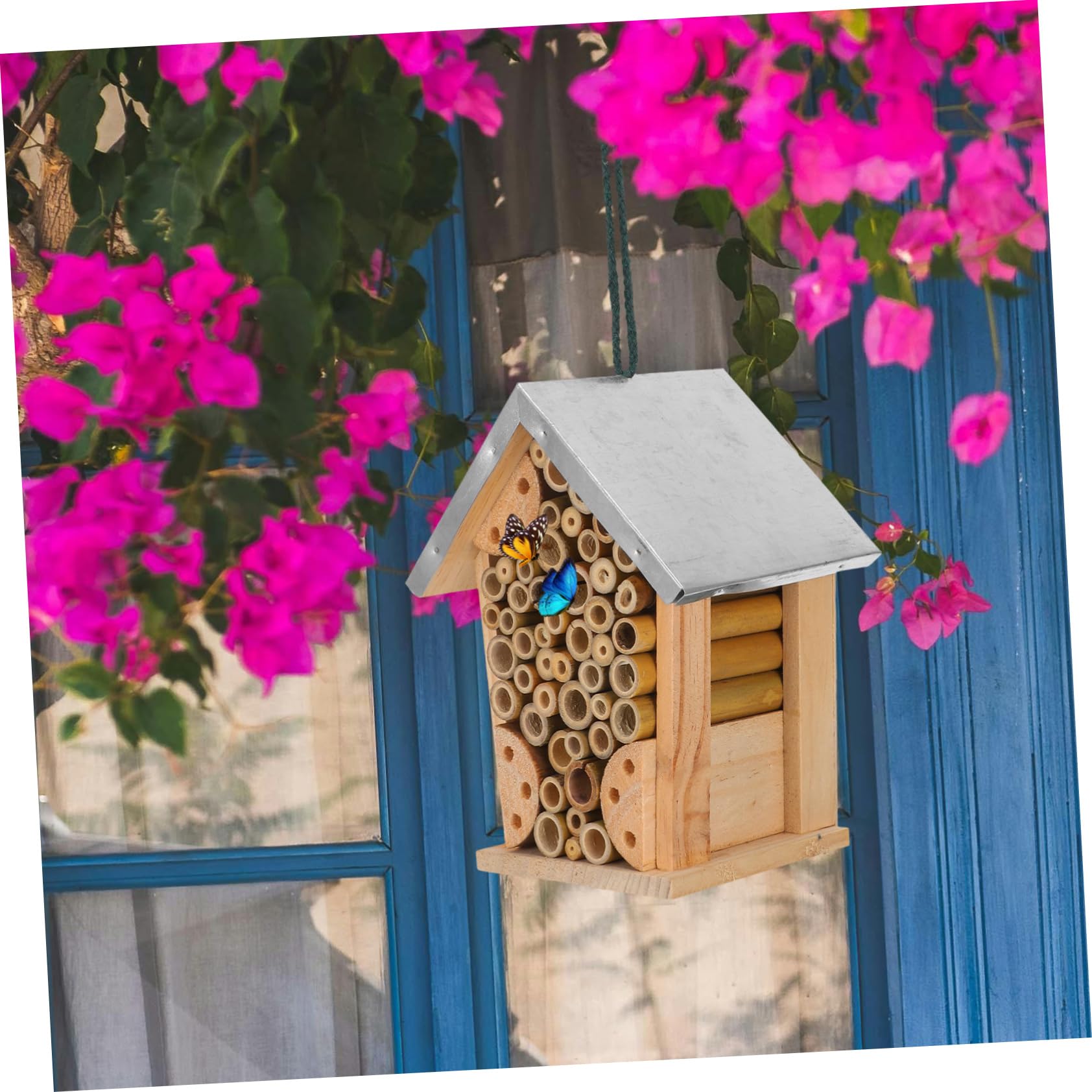 Toddmomy Holz-schmetterlingshaus Bienenstock aus Holz Bienenhaus Insektenhotel zum Aufhängen Bienenunterstand für Garten Marienkäferhaus Schmetterlingshabitat
