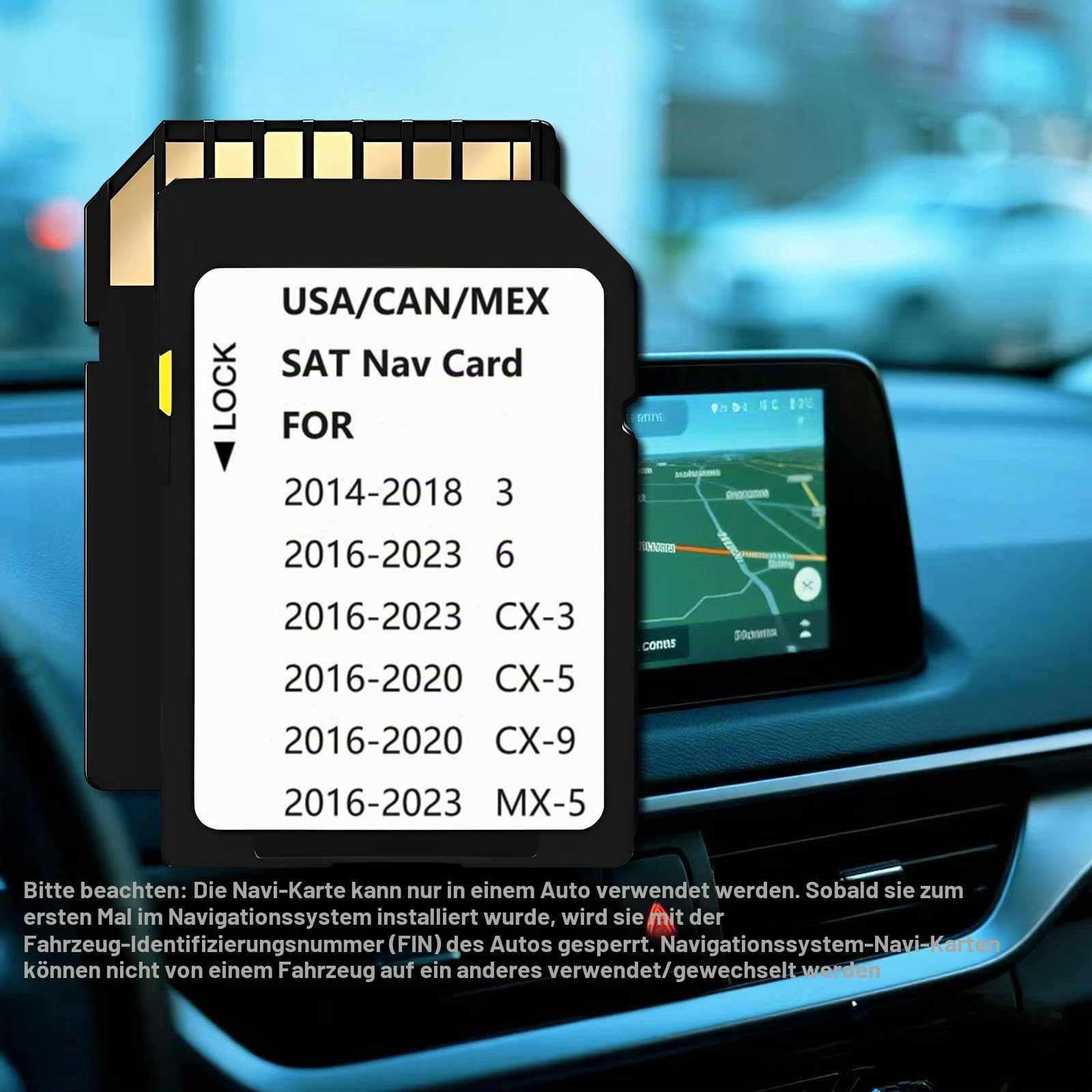Navigations-Speicherkarte kompatibel mit Maz*da 2016–2020 CX-5 / CX-9, 2014–2018 Maz*da 3, 2016–2023 Maz*da 6 / CX-3 / MX-5, verbesserte USA/CAN/MEX Karten