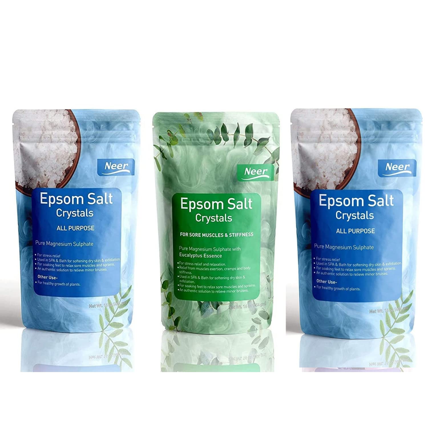 Neer Epsom Salt for Softening Dry Skin,Bathing, Relaxing Promotes foot health Magnesium saulphate combo pack of 3-image-32