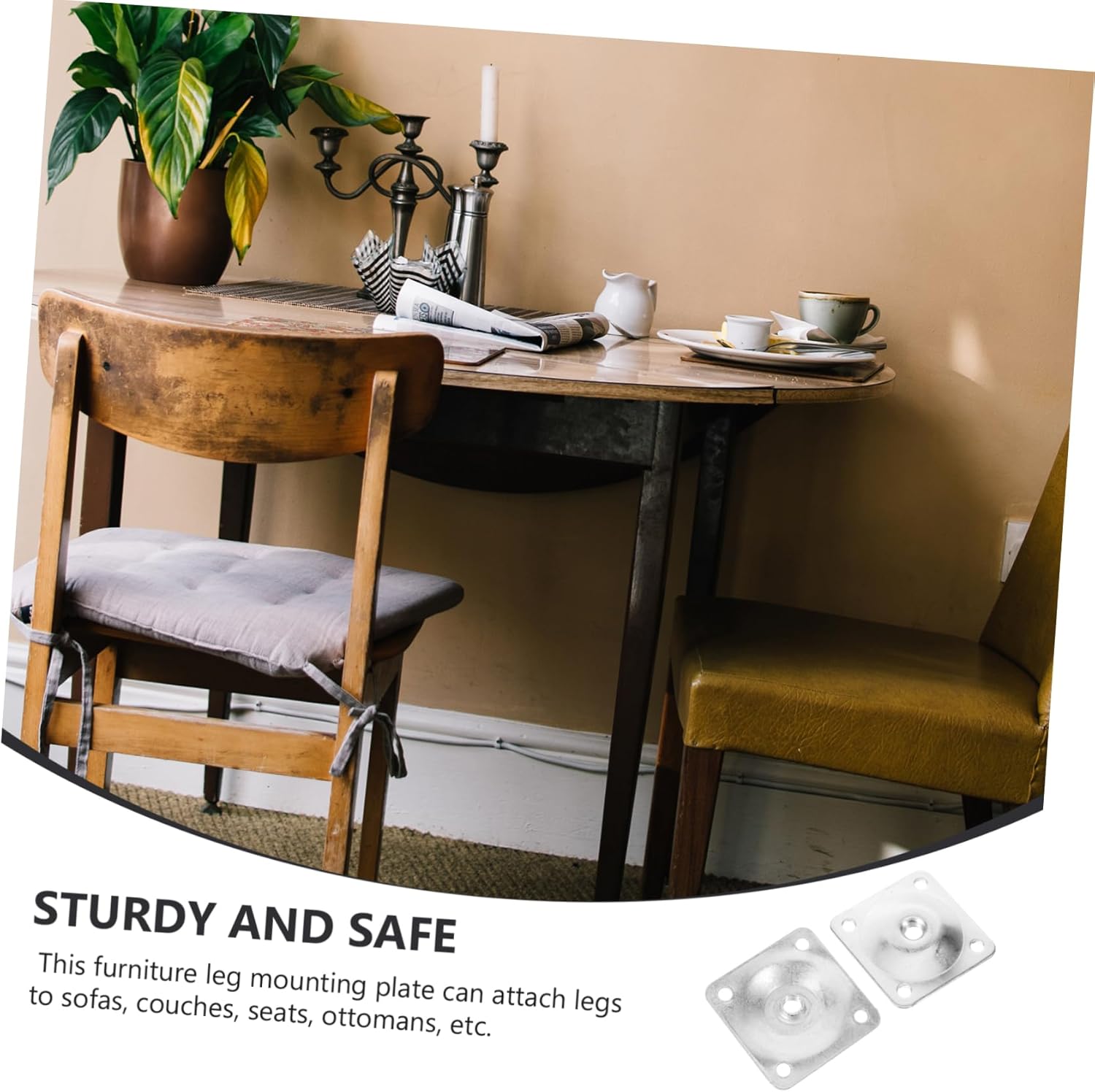 Gadpiparty 20pcs Furniture Leg Mounting Plates Connector for Sofa Chair Table Easy to Install Heavy Duty Support Feet for Home Furniture