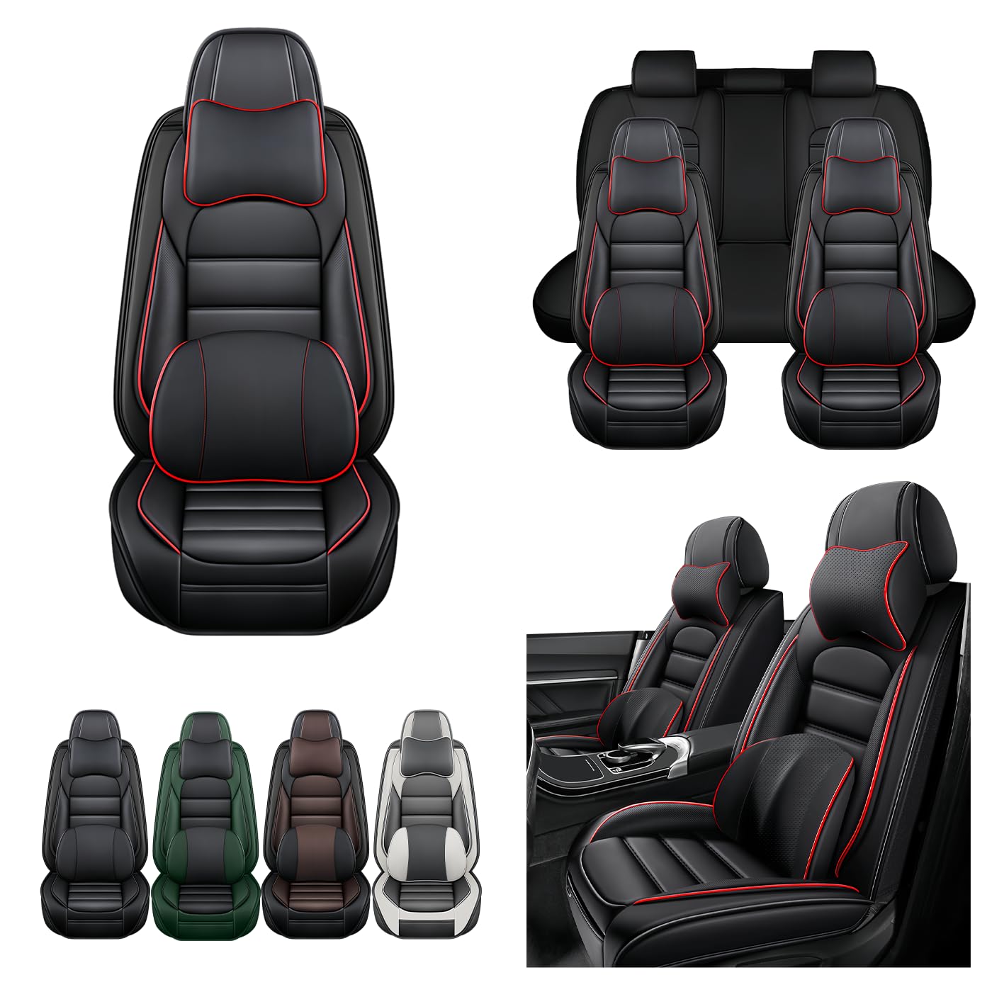 CCYCZX Car Seat Covers for KIA EV6 2022-2025,5 Car Leather Protection，Waterproof Anti-Slip for Ultimate Comfort & Style（Black Red Luxury）