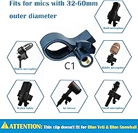 Vista 5 de Paquete de 2 soportes universales KayNicam para micrófonos dinámicos y de condensador, abrazadera de micrófono ajustable para 0.6 a 2.4 pulgadas
