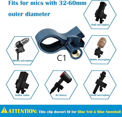 Miniatura 5 de 2 clips universales para micrófono, adecuado para micrófonos de mano y micrófonos de grabación, tamaño ajustable, perilla direccional, interfaz