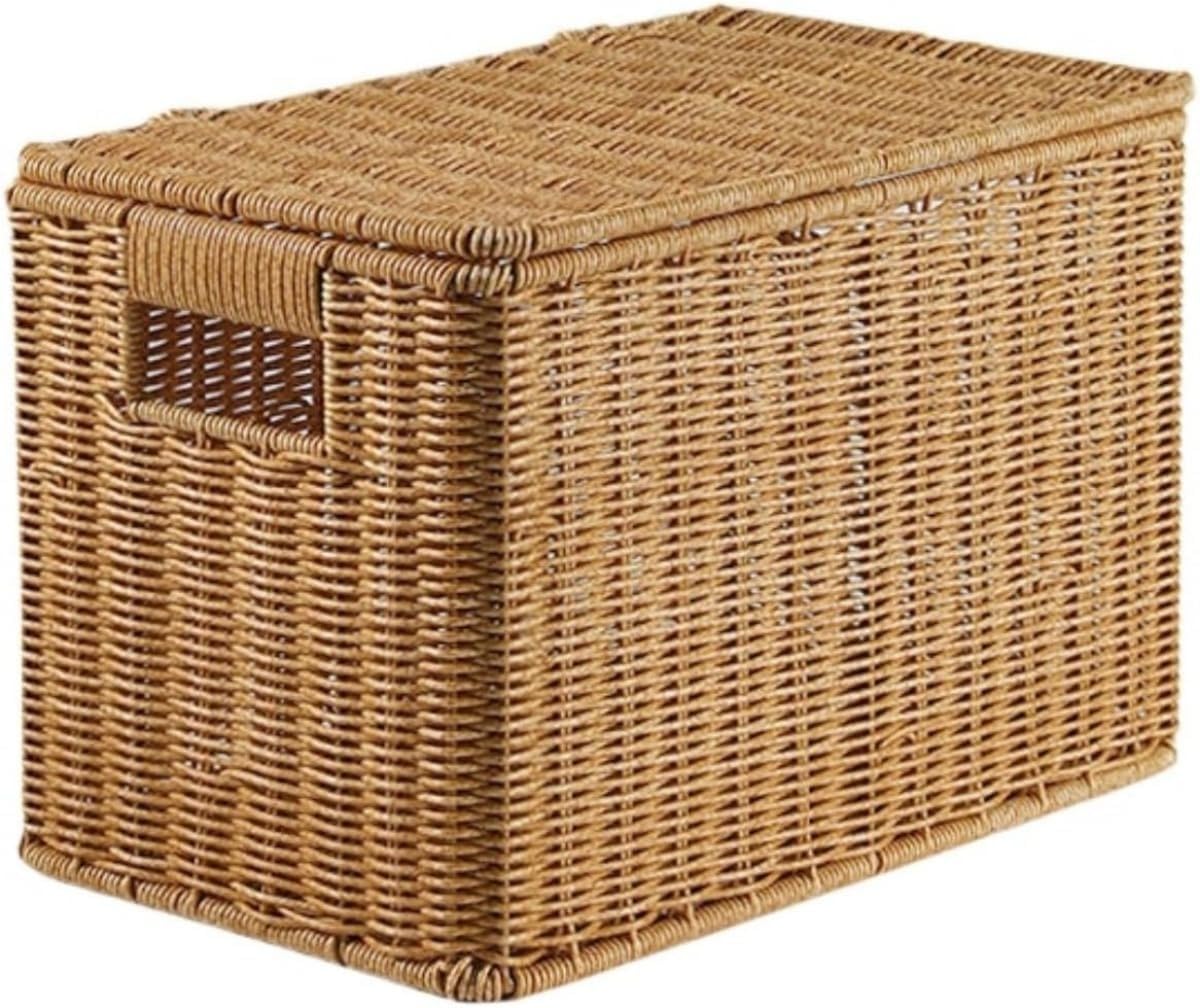 収納かご ふた付き M サイズ 北欧風おしゃれデザイン トイレットペーパー ランドリー タオル 靴下 下着 小物収納専用 卓上 生活