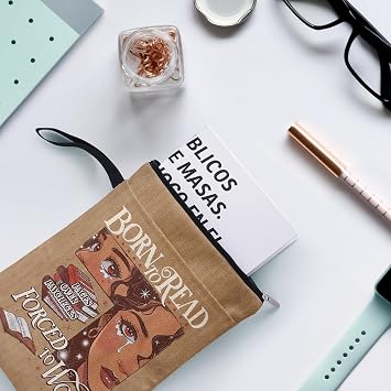 Born to Read Forced to Work Book Sleeve Pouch for Book Lovers Librarian, Black Girl Decor Gifts for Teacher Daughter Women, Bookish Group Club Book Cover Gifts 9x12 Inch