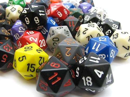 Miniatura 3 de DND - Juego de dados Chessex D&D de 0.630 in, juego de dados poliédricos de plástico opaco surtidos, dados de mazmorras y dragones, incluye 50 dados