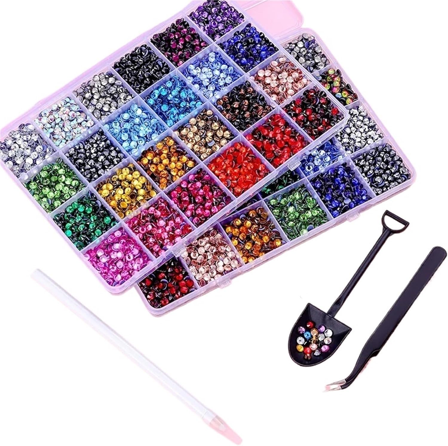 Bedazzler Kit with Rhinestone 24Colors SS6-SS30 Rhinestones Flatback Crystals for DIY Clothing Shoes Phone Case for Adding Sparkly Bling to Bags,Nails,Decors(2mm - 17280Pcs)