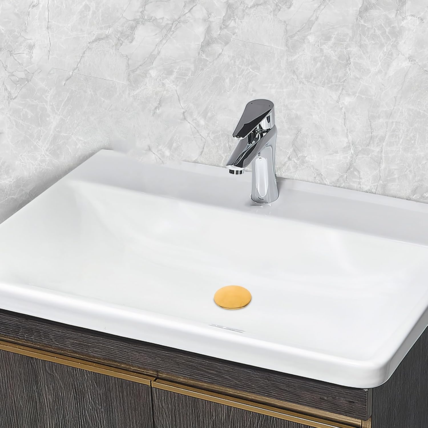 4pcs Golden Metal Sink Basin Trim Overflow Cover Ring | Replacement Part, Universal Fit for Bathroom Sink Basin, Easy Cleaning, Simple Installation, Water Protection