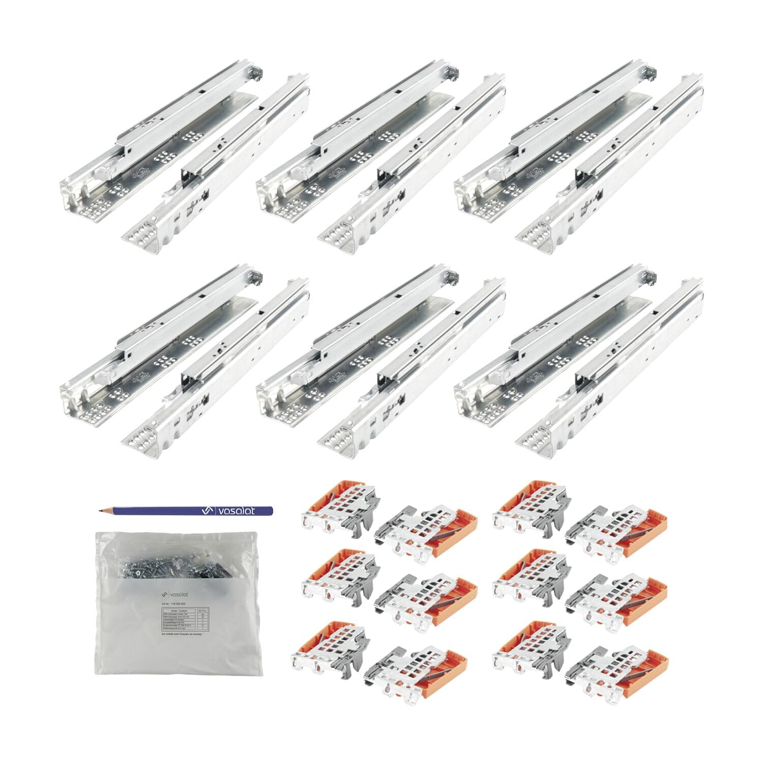 Blum Tandem plus Blumotion Vollauszug 560H, 500mm mit Kupplung für 6 Schubladen