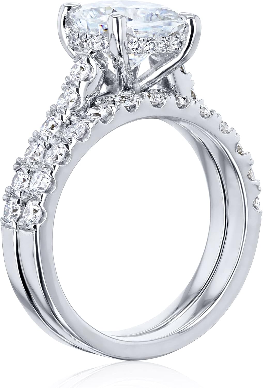 Kobelli 3ctw Cushion Moissanite and Lab Grown Diamond Hidden Halo Bridal Set - white-gold / 10.0 / GH/VS
