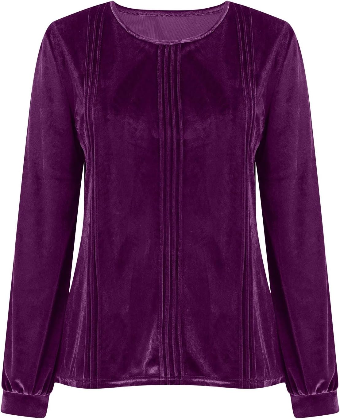 Velvet Tops Women Puff Long Sleeve Shirts Crewneck Ruched Velour Dressy Casual Blouses Cocktail Evening Party Outfits