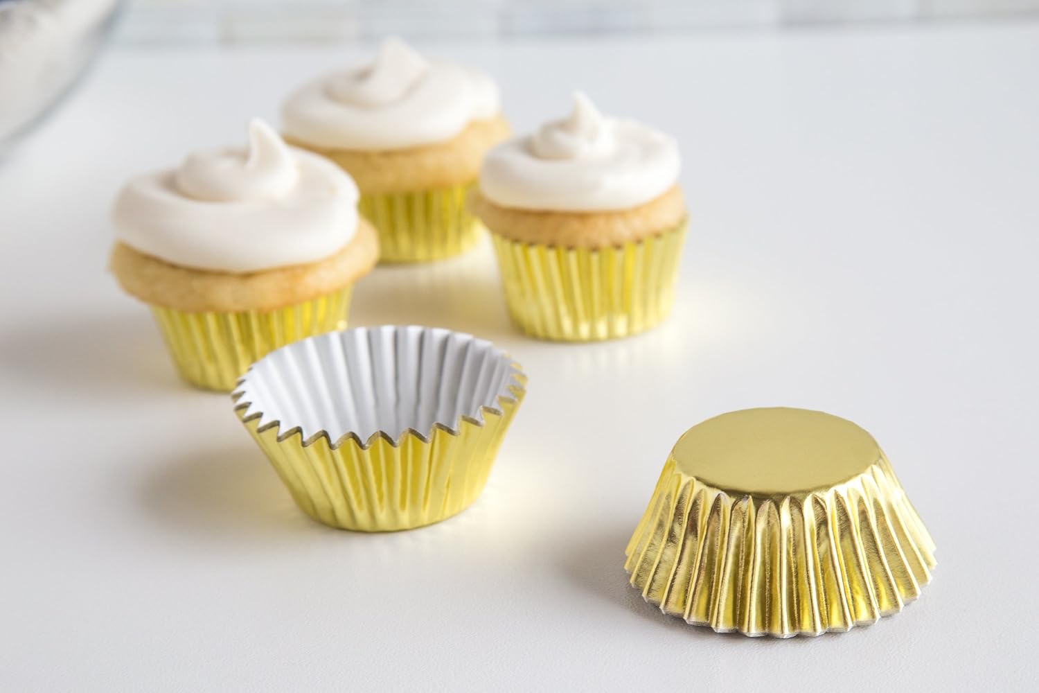 Fox Run Gold Foil Muffin and Cupcake Liners, Set of 48 Small Size Wrappers