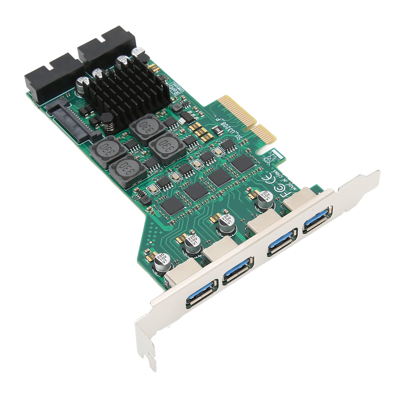 Scheda di Espansione PCIe USB a 4 Porte, Scheda di Espansione da PCIE a USB 3.0 con 4 Canali Indipendenti da 5 Gbps, Scheda Adattatore PCI Express USB 3.0 di Alimentazione 3A, per
