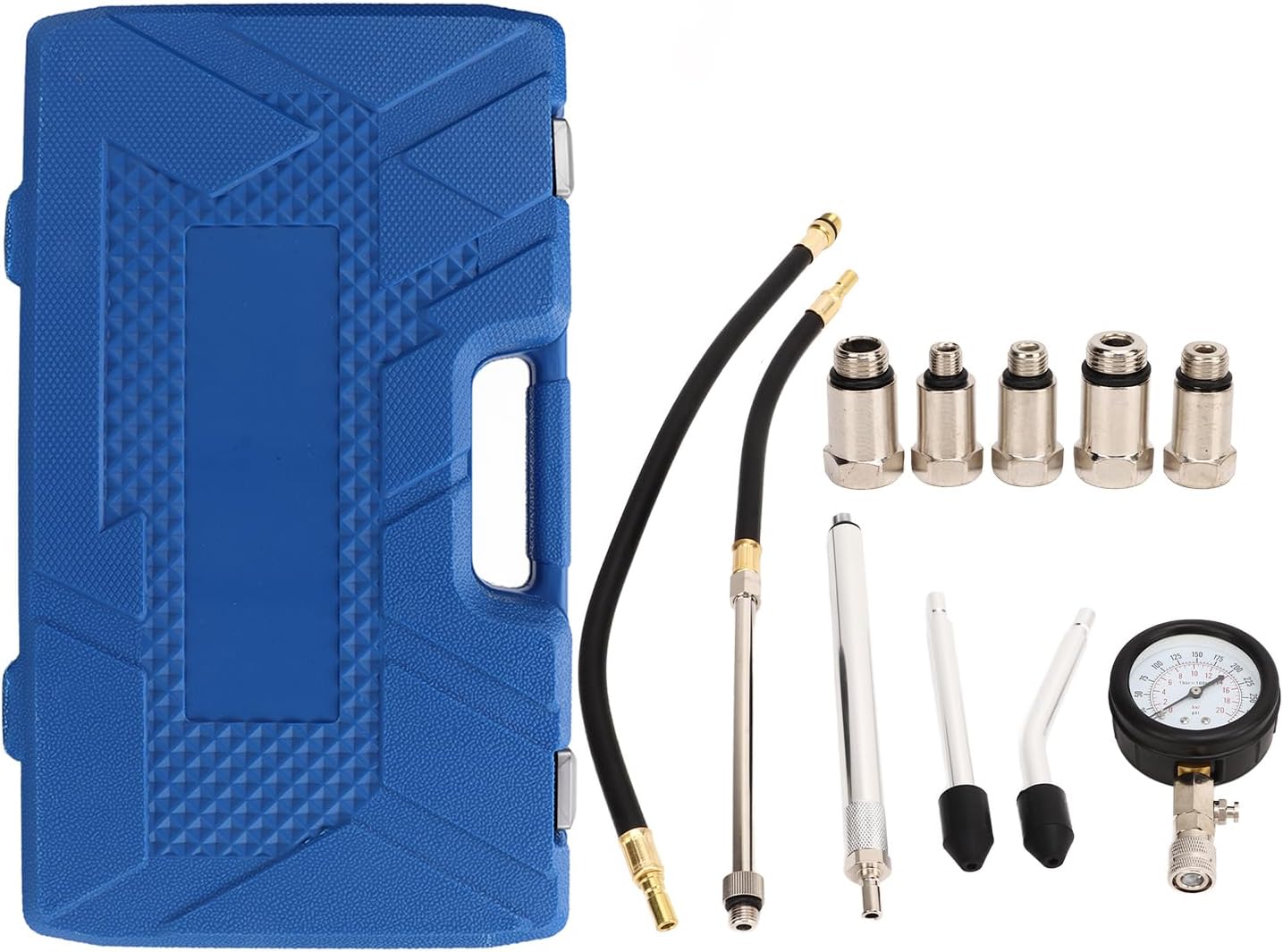 17pcs Cylinder Compression Tester Kit, Digital Engine Pressure Gauge up to 300PSI, Universal Cylinder Pressure Detection Tool with Multiple Adapters for Gasoline Engines in Cars Tr