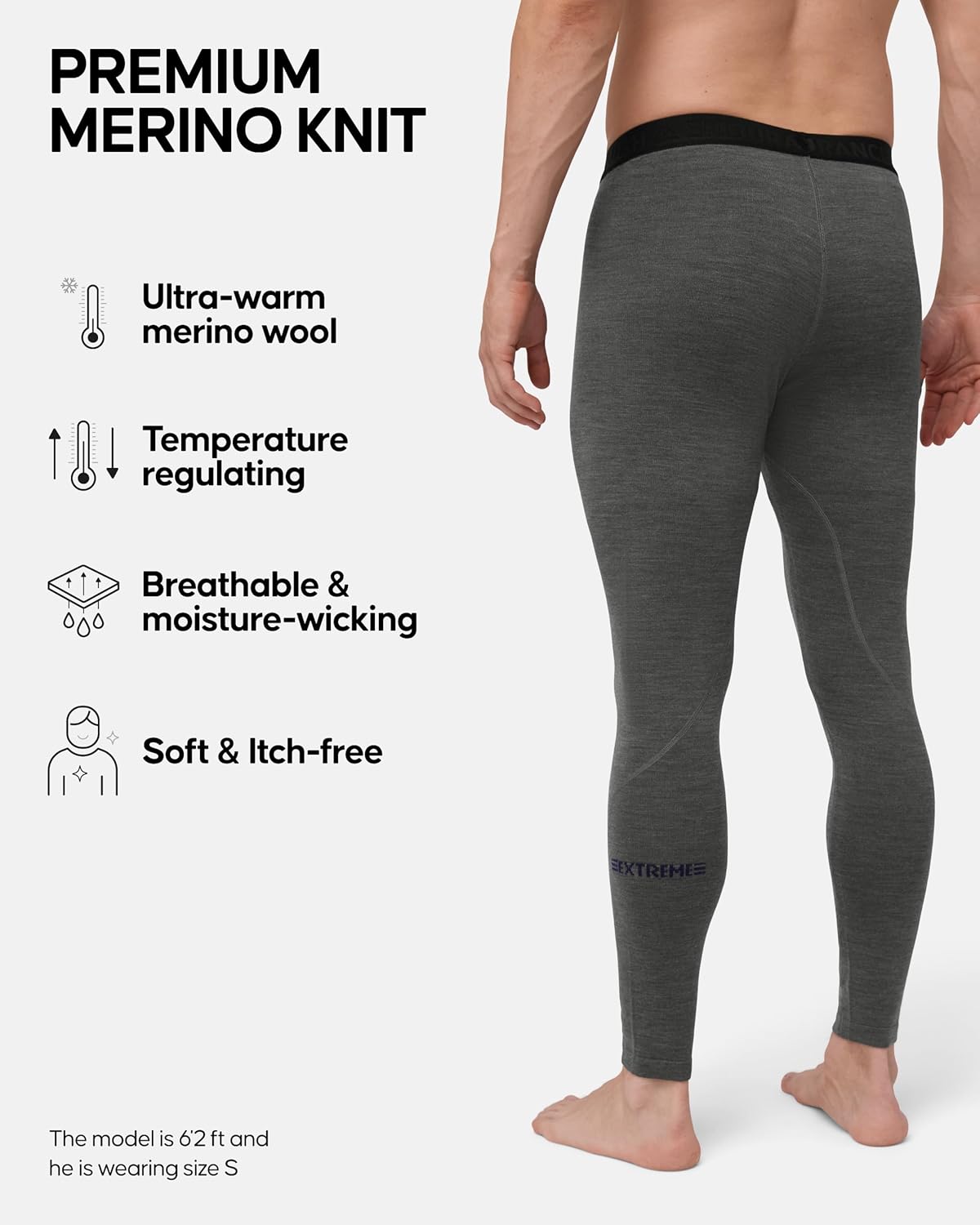 DANISH ENDURANCE Merino Wool Tights for Men for The Extreme Cold, Thermal Leggings Men, Warm Base Layer for Winter - Image 2