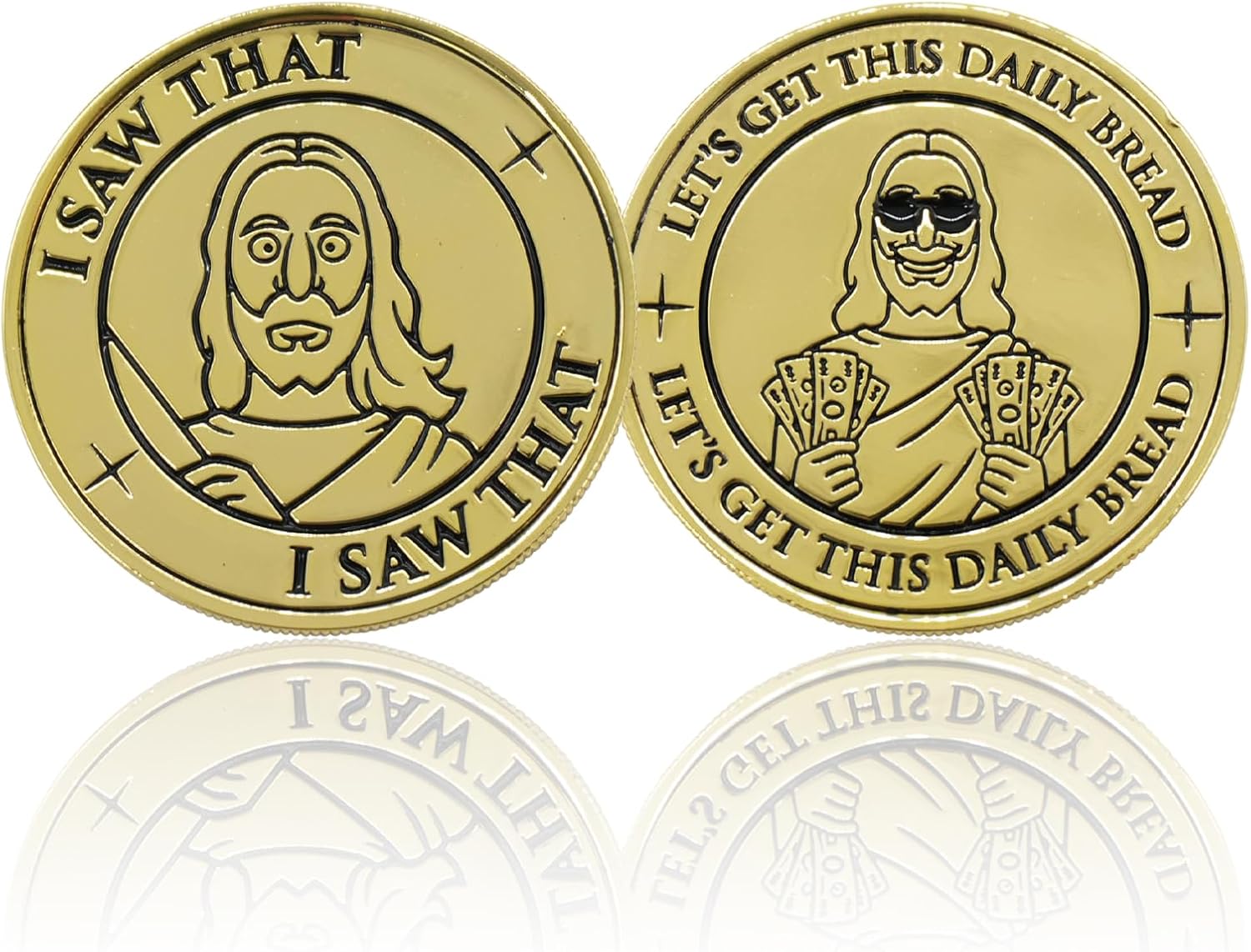 Jesus “I Saw that” Challenge Coin – 1.75" Double Sided Funny Novelty Coin w/Case Gag Gift - Jesus image 5