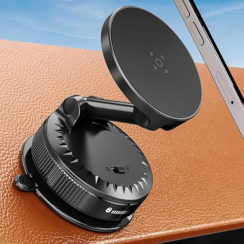 Soporte de teléfono de coche anti-alta temperatura para Magsafe base de nano-gel de 108 libras + succión al vacío y 3600gf magnético Montaje