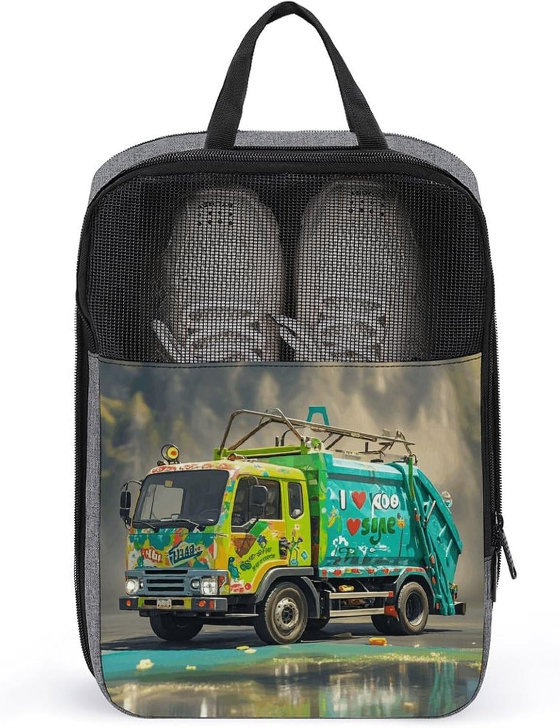 I Love Garbage Trucks Shoe Bags for Travel Golf Shoe Dust Bags for Man And Women Waterproof Travel Shoe Bags with Zipper for Packing Portable Shoe Pouch with Handle