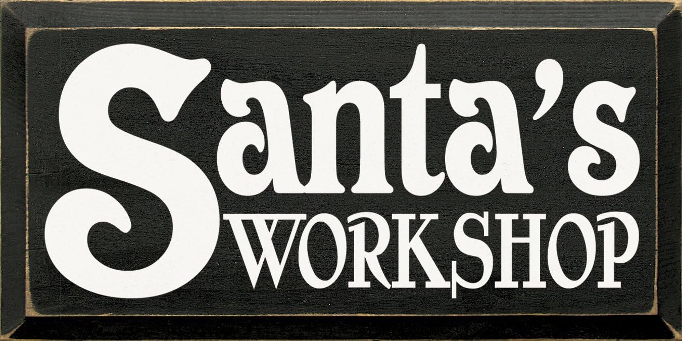 Sawdust City Wooden Sign - Santa's Workshop (Black)