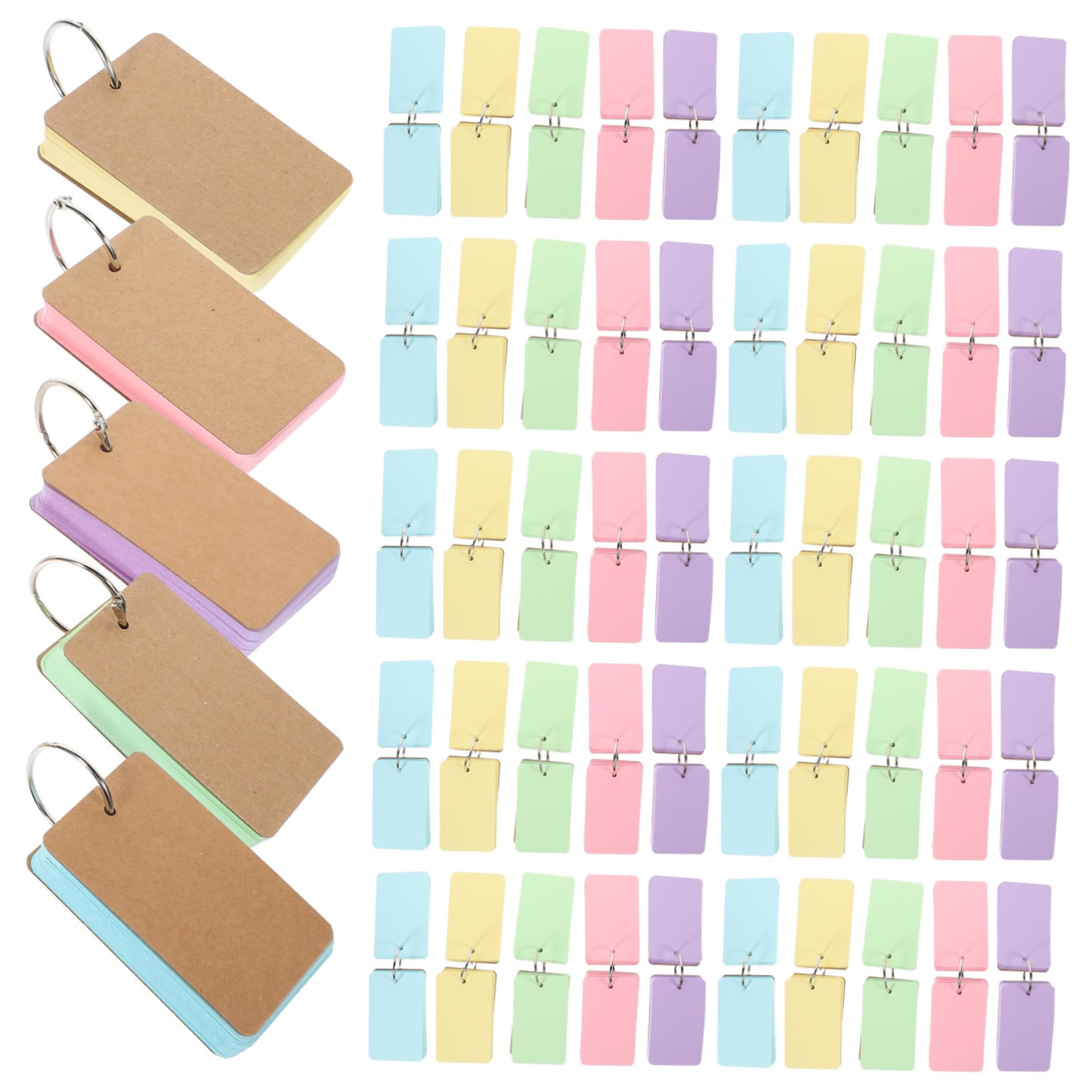 4 Stück Schlossnotizbuch leere Karten große Karteikarten Lernkarten leer Karteikarten mit Ring Notizkarten mit Ringen bunte e FlashCard Kraftkarton
