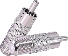 CNARIO 2pcs F Type Female to RCA Male Coaxial Cable Audio Adapter Connector Coaxial to RCA Connector for TV, Audio, and Video Devices