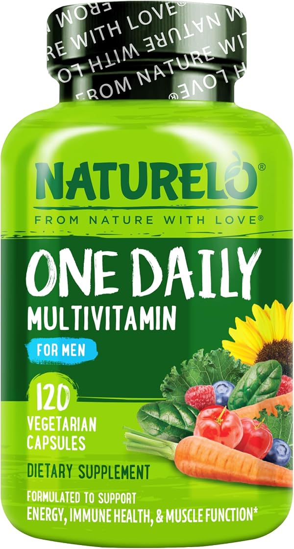 NATURELO Mens Multivitamins - One Daily Multivitamin for Men with Vitamins, Minerals & Organic Whole Foods, Boost Energy & Health, Non-GMO, 120 Vegetarian Capsules