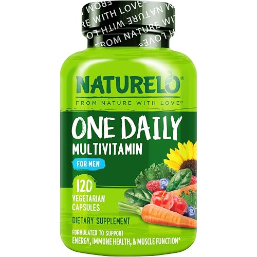 NATURELO Mens Multivitamins - One Daily Multivitamin for Men with Vitamins, Minerals & Organic Whole Foods, Boost Energy & Health, Non-GMO, 120 Vegetarian Capsules