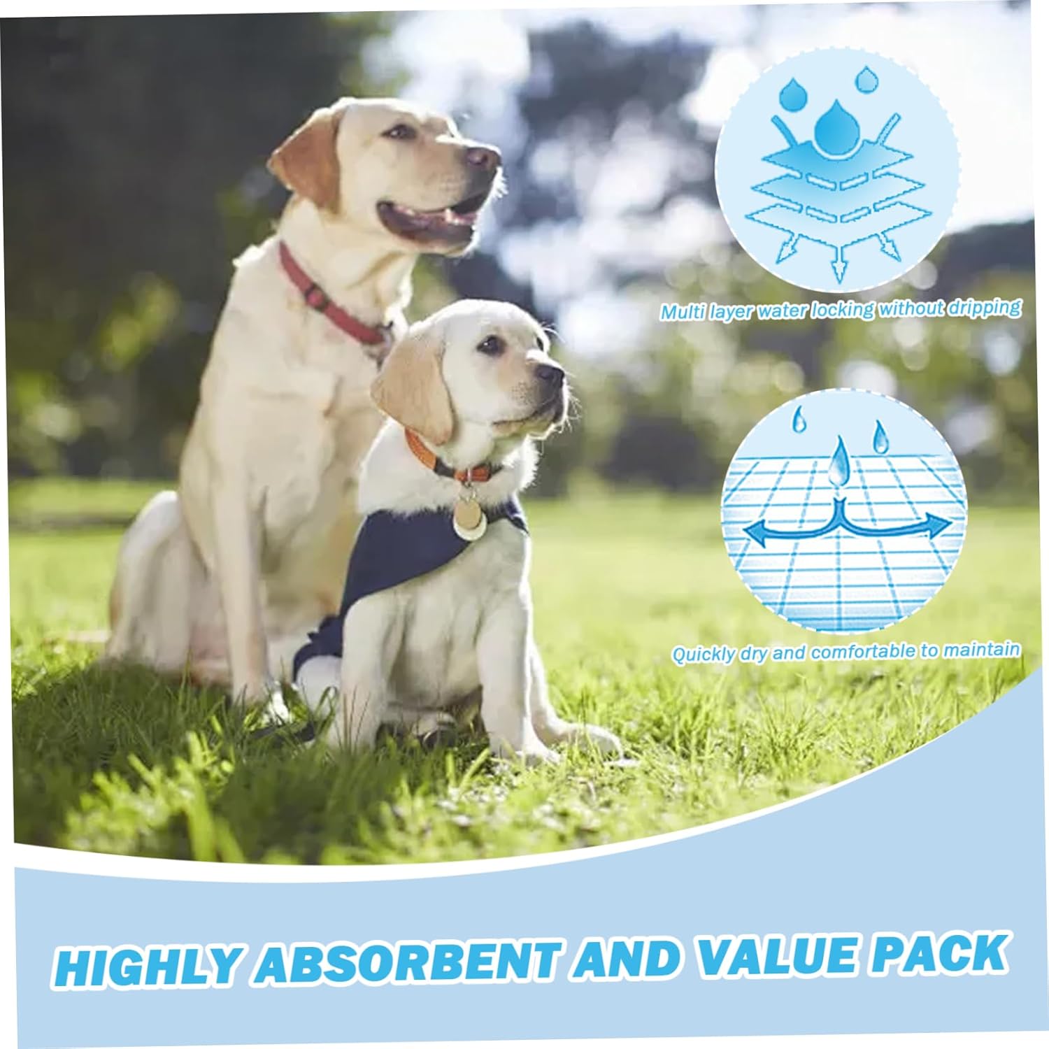 Doggie Diapers for Female Dogs 5 Bags/50Pcs Girl Dog Diapers Dog Diapers Pet Diapers for Female Dogs Cats in Season, S 1-2kg