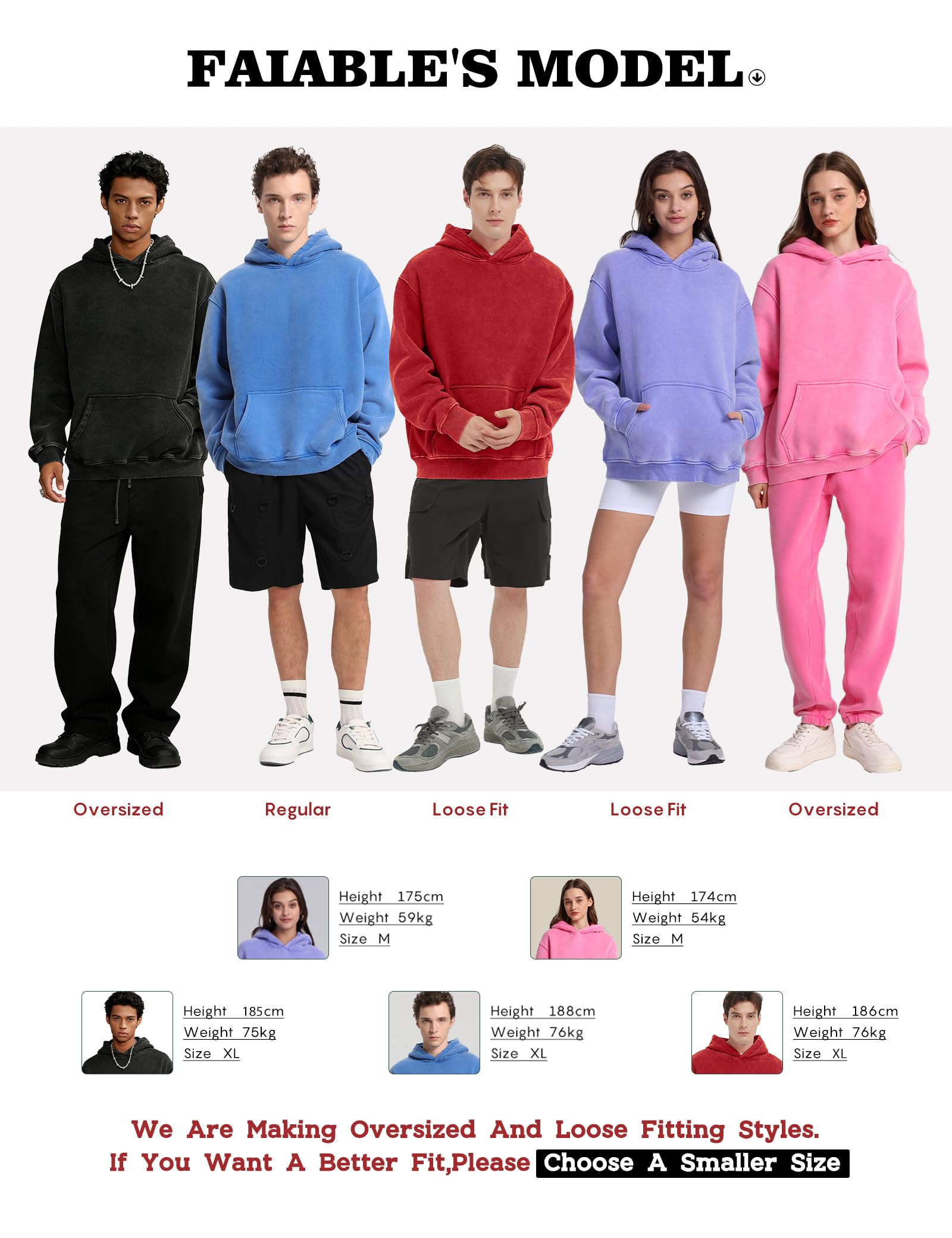 FAIABLE Felpa con cappuccio da uomo oversize in pile felpato con cappuccio retrò pesante felpa con cappuccio per uomo coppie invernali