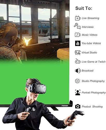 Miniatura 5 de FUDESY Pantalla verde extragrande, panel Chromakey plegable de 74 pulgadas de ancho x 77 pulgadas de alto, retráctil portátil para video de Tiktok,