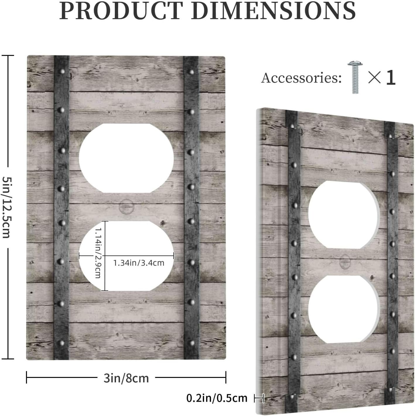 Decorative Outlet Covers with Vintage Gray Oak Wood Barrel with Iron Bands Design 1 Gang Duplex Light Switch Cover Plate Unique Wall Plates Switchplate Cover for Farmhouse Home Decor image 5